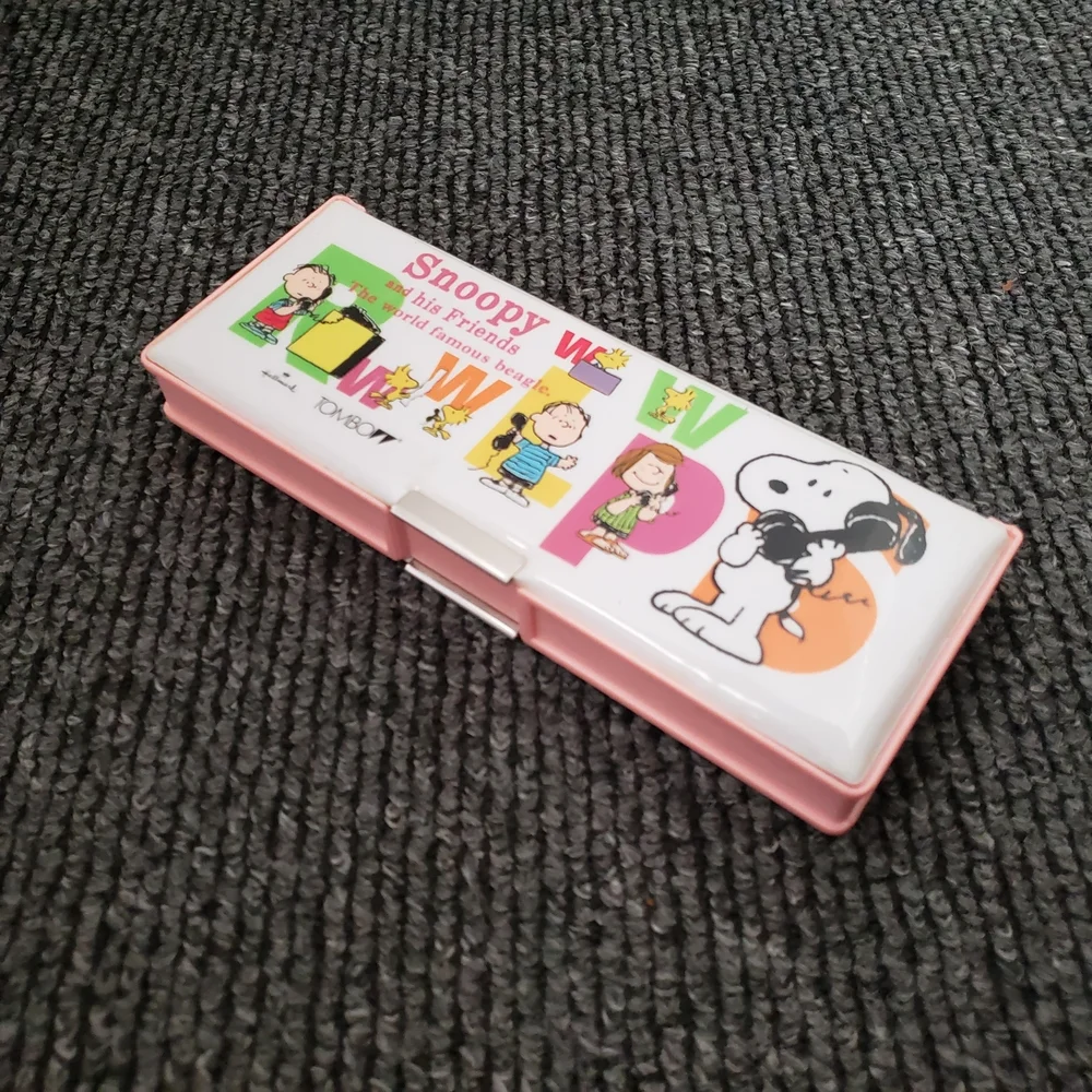 Snoopy Peanuts Pencil Case Dubble sided Japan Retro Rare Collectible Vtg NWOT